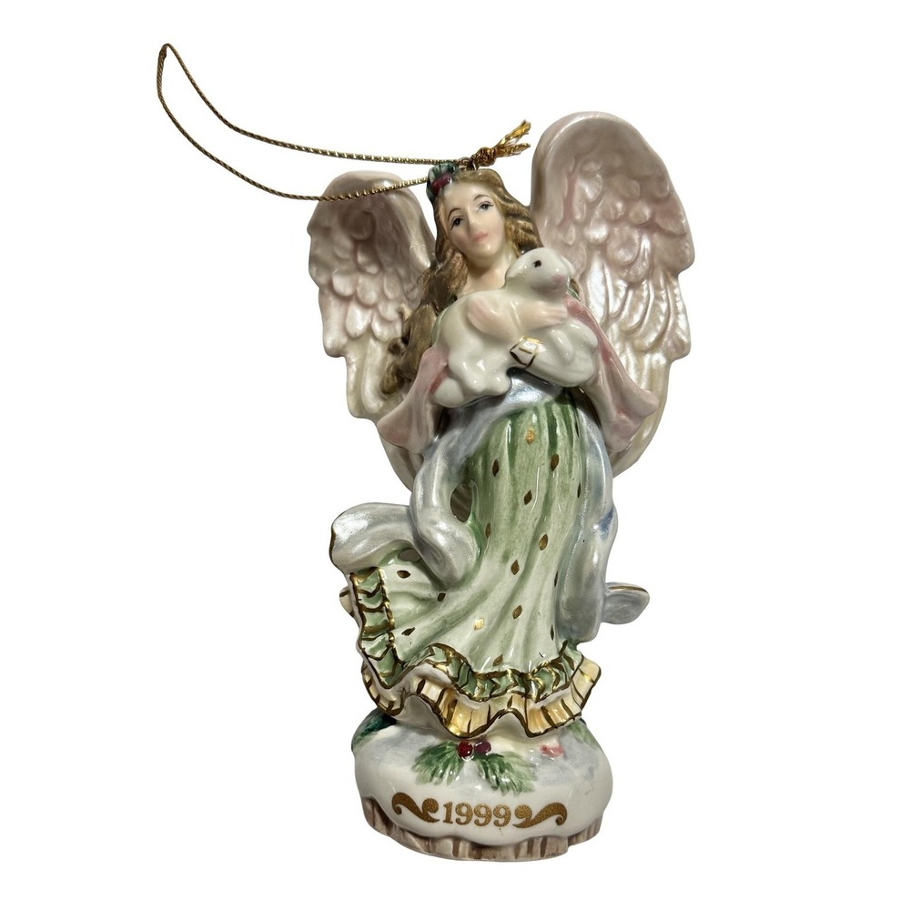 Fitz And Floyd Peaceable Kingdom Angel Ornament 1999 Christmas Tree Porcelain